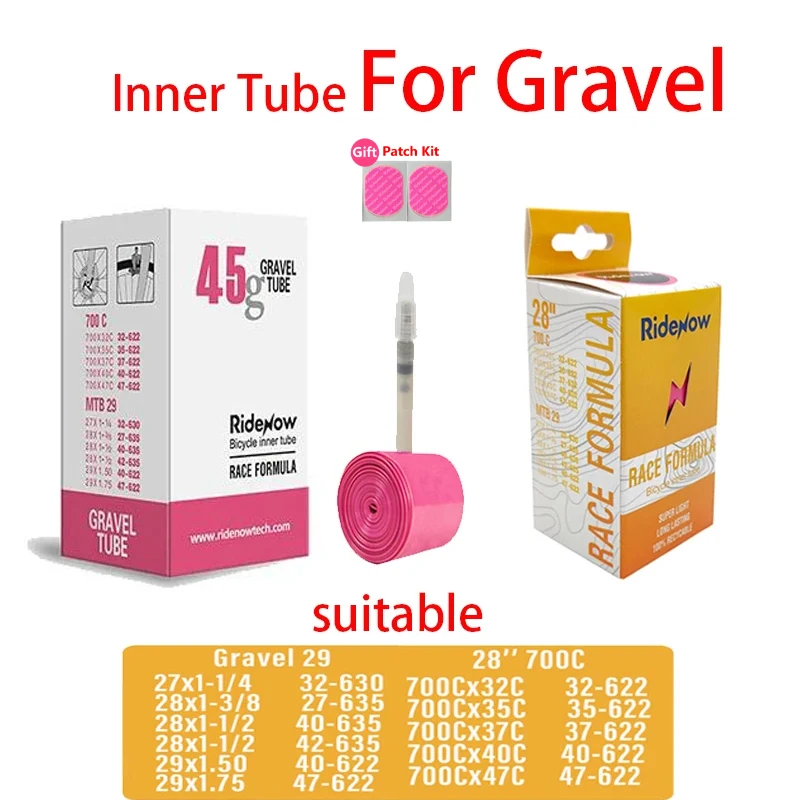 RideNow TPU 자갈 자전거 내부 튜브, 타이어 밸브, 프랑스 자전거, 700C, 700x32C, 35, 37, 40, 47C, 27, 28, 29, 630, 635, 622, 1.75 1.5 
