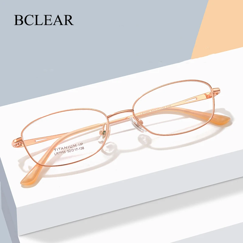 

BCLEAR Ultra Light Oval Comfortable Small Face Eyeglasses Titanium Fashion Diamond Luxury Optical Prescription Frame Women's