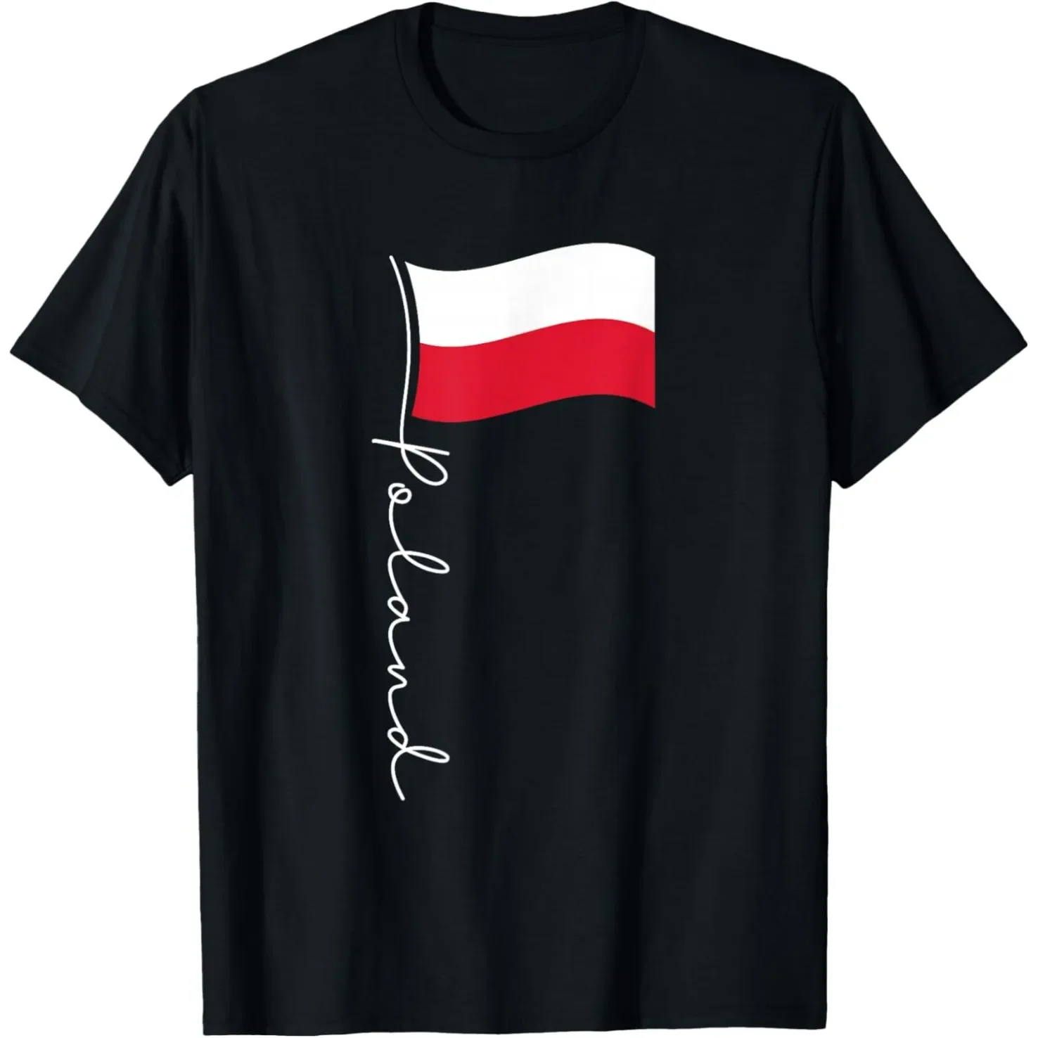Polen Signature Flag Pole Polish T-Shirts für Herren, reine Baumwolle, Humor, Streetwear, T-Shirt, kurzärmelig, Unisex, lockere Kleidung