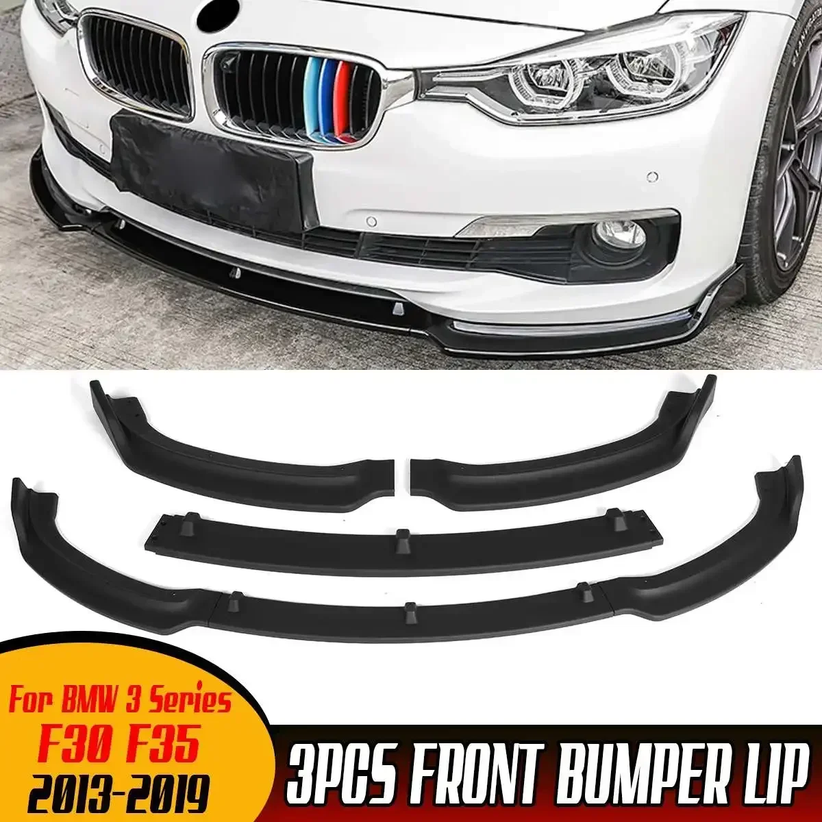 

F30 F35 ABS Car Front Bumper Splitter Lip Spoiler Diffuser Guard Cover Body Kit For BMW 3 Series F30 F35 2016-2019