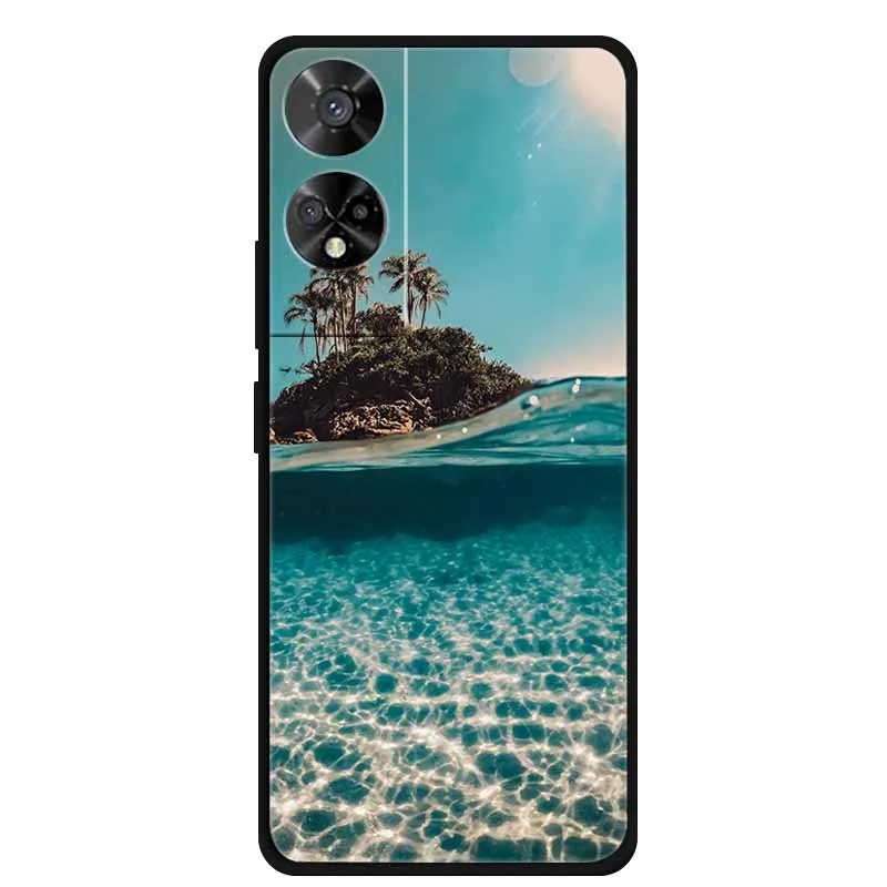 Original Soft Silicone TPU Phone Case Back Cover - Fashion Planet Design, Black Bumper