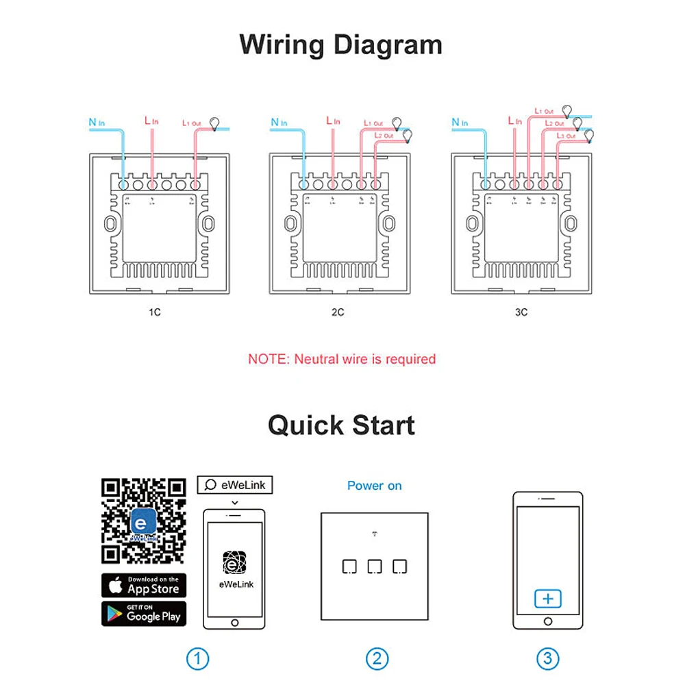 SONOFF TX T1 EU UK US 1/2/3Gang WiFi Smart Wall Touch Switch  Smart home Smart Home Control Via Ewelink APP/RF433/Voice/Touch 3