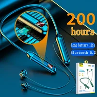 Stereo hanging neck wireless bluetooth headset magnetic suction with digital display large capacity half in-ear sports headset 1