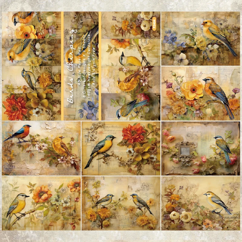 Panalisacraft 빈티지 스타일 스크랩북 종이, 패턴 종이 팩, DIY 공예 배경 종이, A5 사이즈, 160g, 24 매