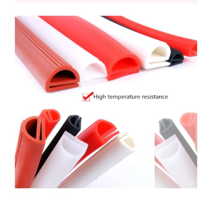 Silicone E Type Strip Red White E Shape Silicone Stirp Door Oven Freezer Door Oven Steaming Machine VMQ E Sealing Bar