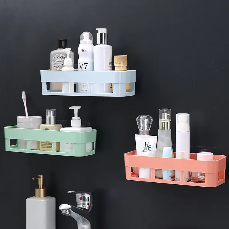 Bathroom Shelf Rack Toilet Adhesive Shampoo Gel Storage Basket Decoration Bathroom Corner Shower Shelf Organizer Accessories 2