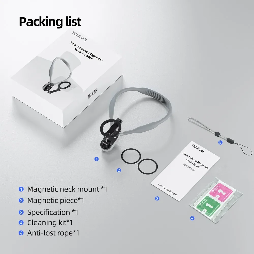 TELESIN MNM-001 ADAPTS to mobile phone magnetic neck integrated stand for first view shooting shock absorption