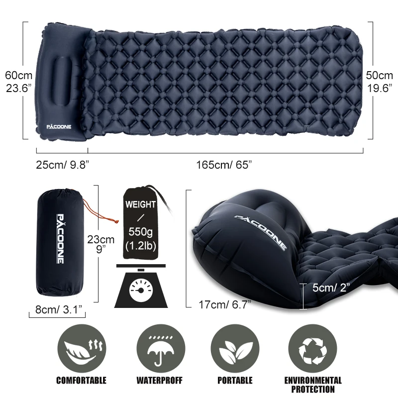 Outdoor Camping Sleeping Pad Folding Sleep Mat Beach Inflat Mattress with Pillows Ultralight Air Mat Travel Hiking inflatable mattress