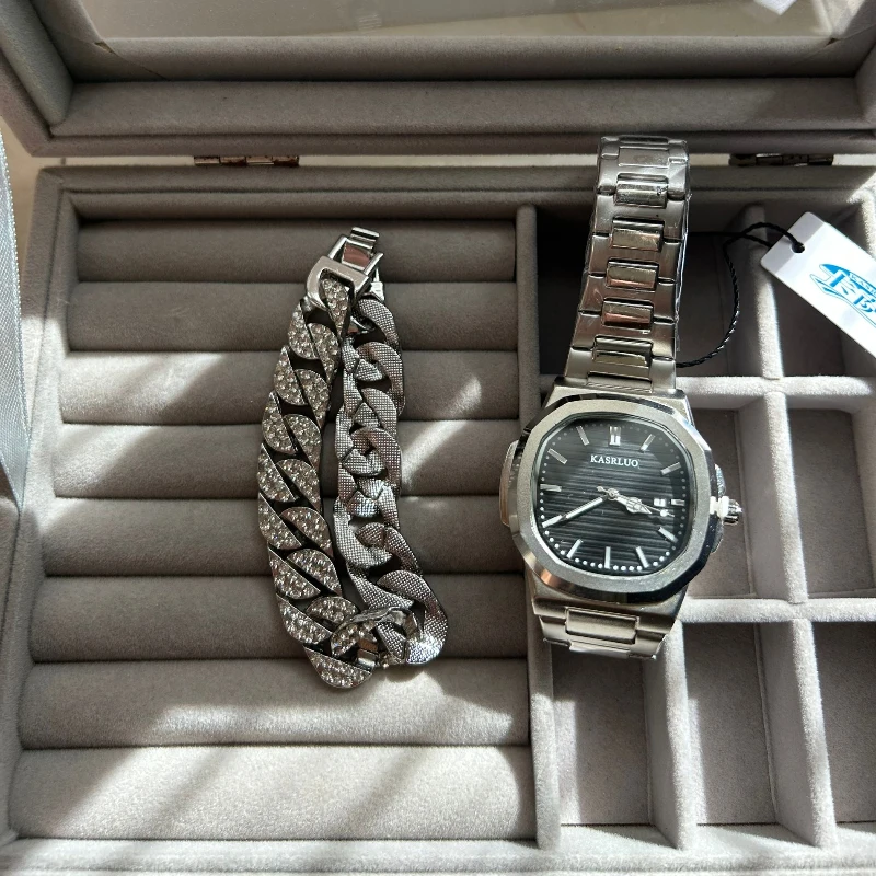 Men's Watch Simple Night Light with Calendar Quartz Men's Watch+Bracelet