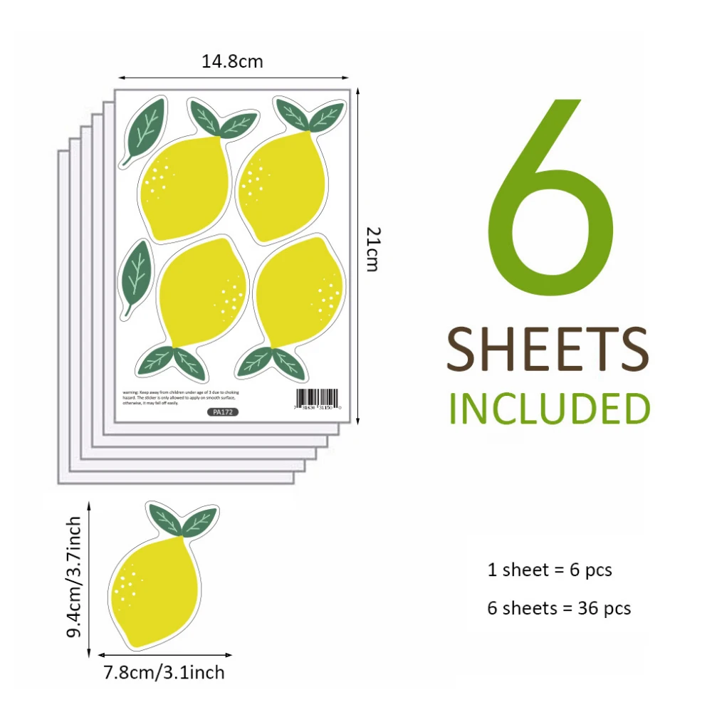 Wall Stickers Wall Sticker Home Decoration Accessories 36 PCS DIY Self Adhesive Lemon Wall Decals Nursery Kids Fruit Wall Stickers Background Living Room Classroom Party Decoration Be