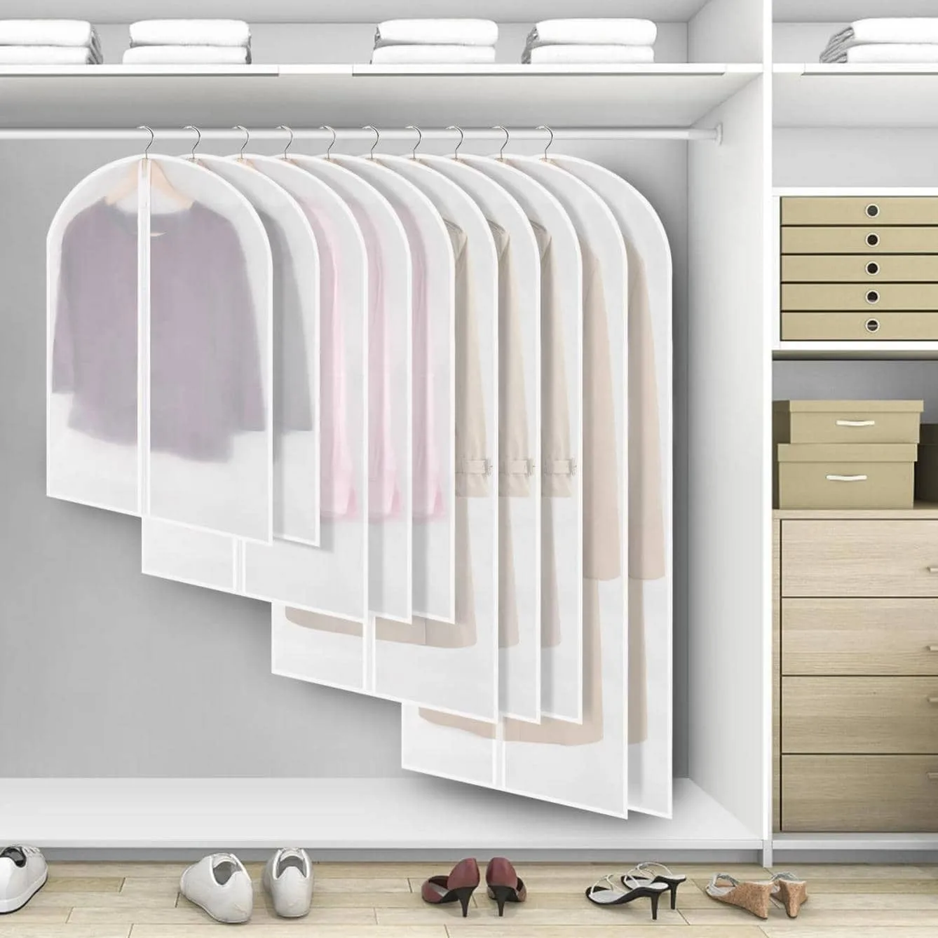 Garment Bags for Hanging Storage Clothes Cover Breathable Protectors Coat Covers for Closet with Zipper Home Packing Organizer 4