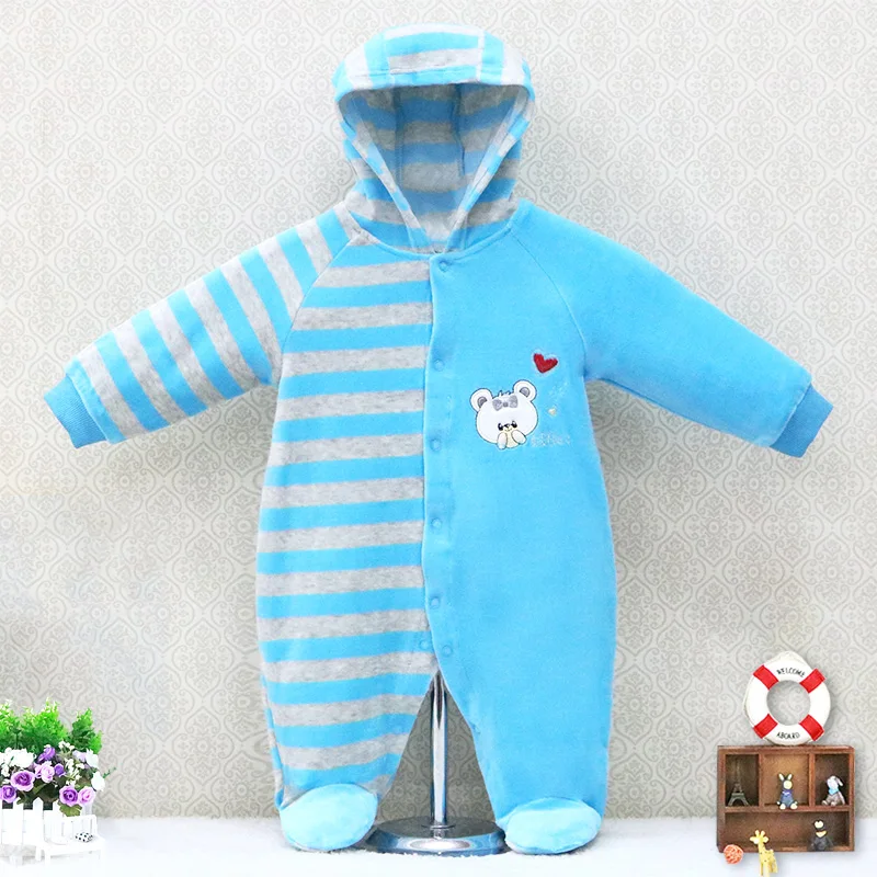 baby hooded footie newborn girl infant boy clothing velvet winter spring one piece kid long sleeve kidswear apparel