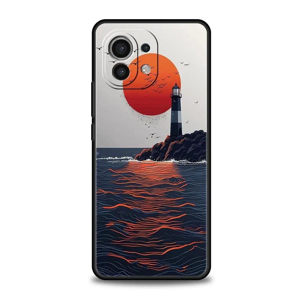 Abstract Mountain Sunrise Line Soft Case Cover