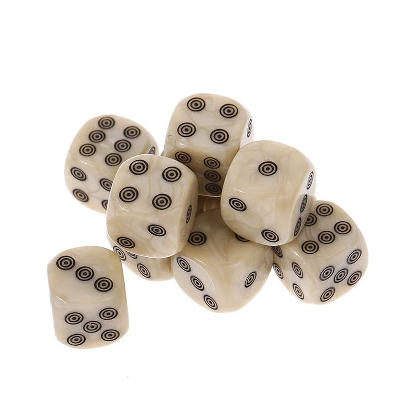 Round Corners 6-sided D6 Dice Set 16mm Acrylic Ivory Dice For Board Game Entertainment Party Cubes Mahjong Accessories 10pcs
