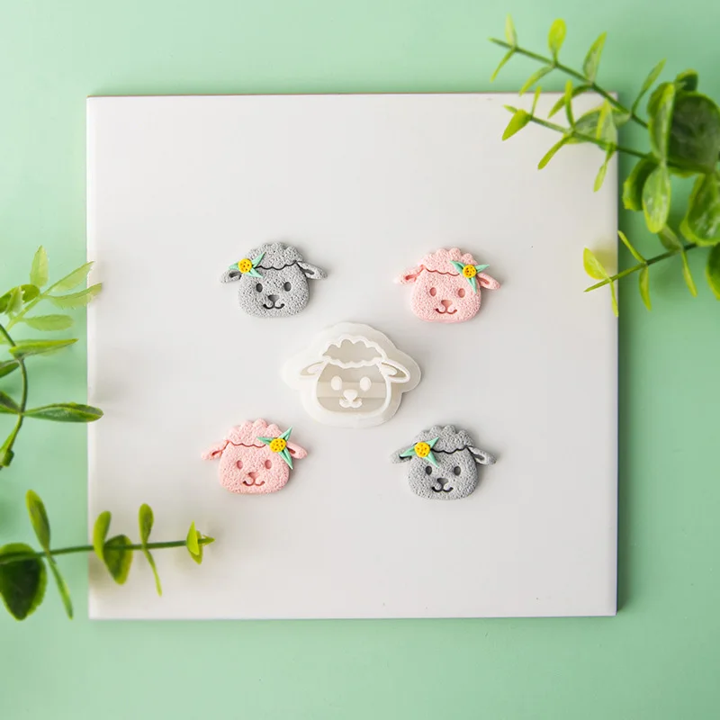 Easter Day Clay Cutters Cute Rabbit Egg Chick Flower Sheep Cross Polymer Clay Cutters Animal Mold Jewelry Making Tools