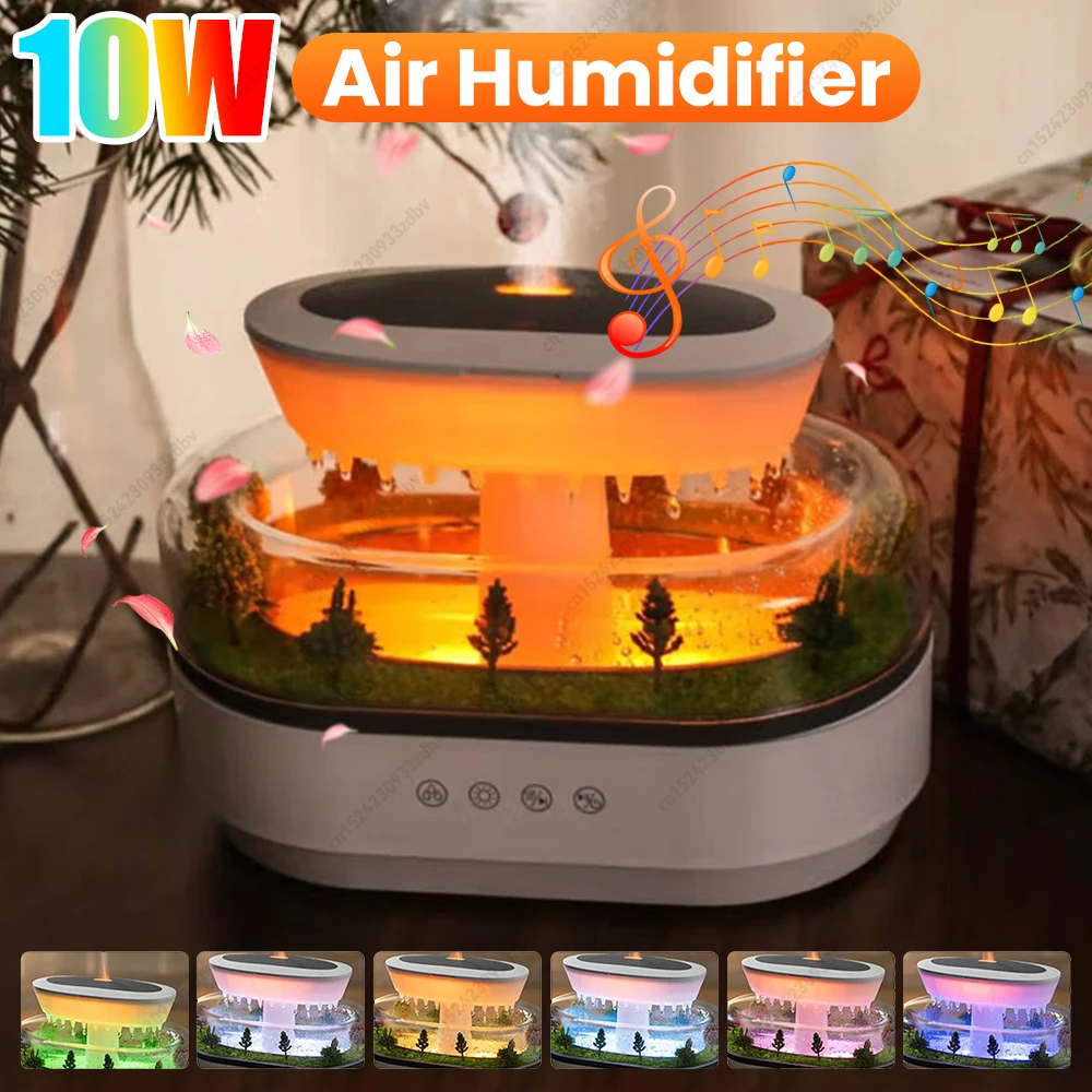 Rain Cloud Aroma Diffuser Small Air Humidifiers Water Drip Micro Landscape Essential Oils Ultrasonic Diffuser With 7 Night Light