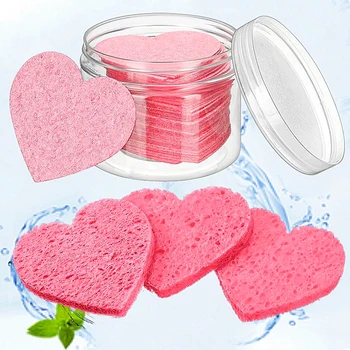10 Pieces Of Heart-Shaped Fiber Sponge Facial Exfoliation Natural Sponge Facial Cleansing Massage Pores Exfoliation Makeup 1