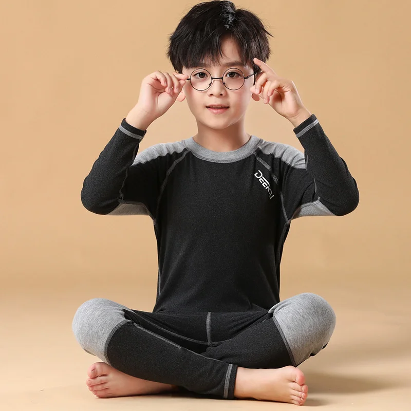 Thermal Underwear for Boys children clothes children underwear suits Fleece 37&deg;C Constant Temperature Warm Two Pieces Children Winter Clothes Set Teenage Kids Long Johns