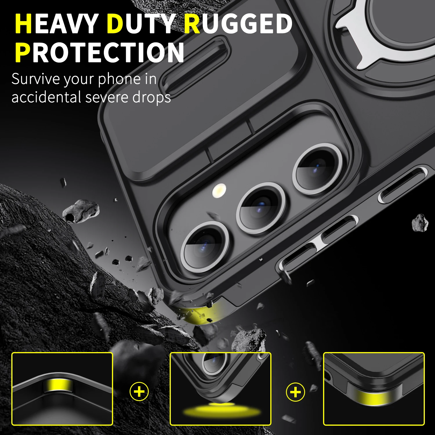 Rotating Kickstand Slide Camera Case with 360-Degree Protection