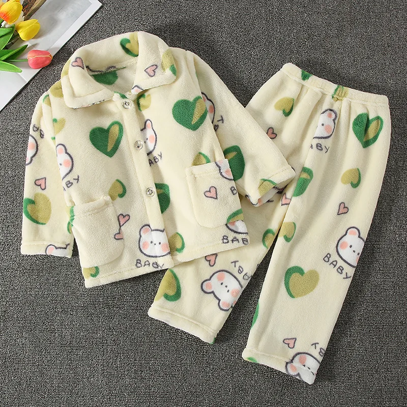 Thickened Flannel Kids Pajamas Set 2