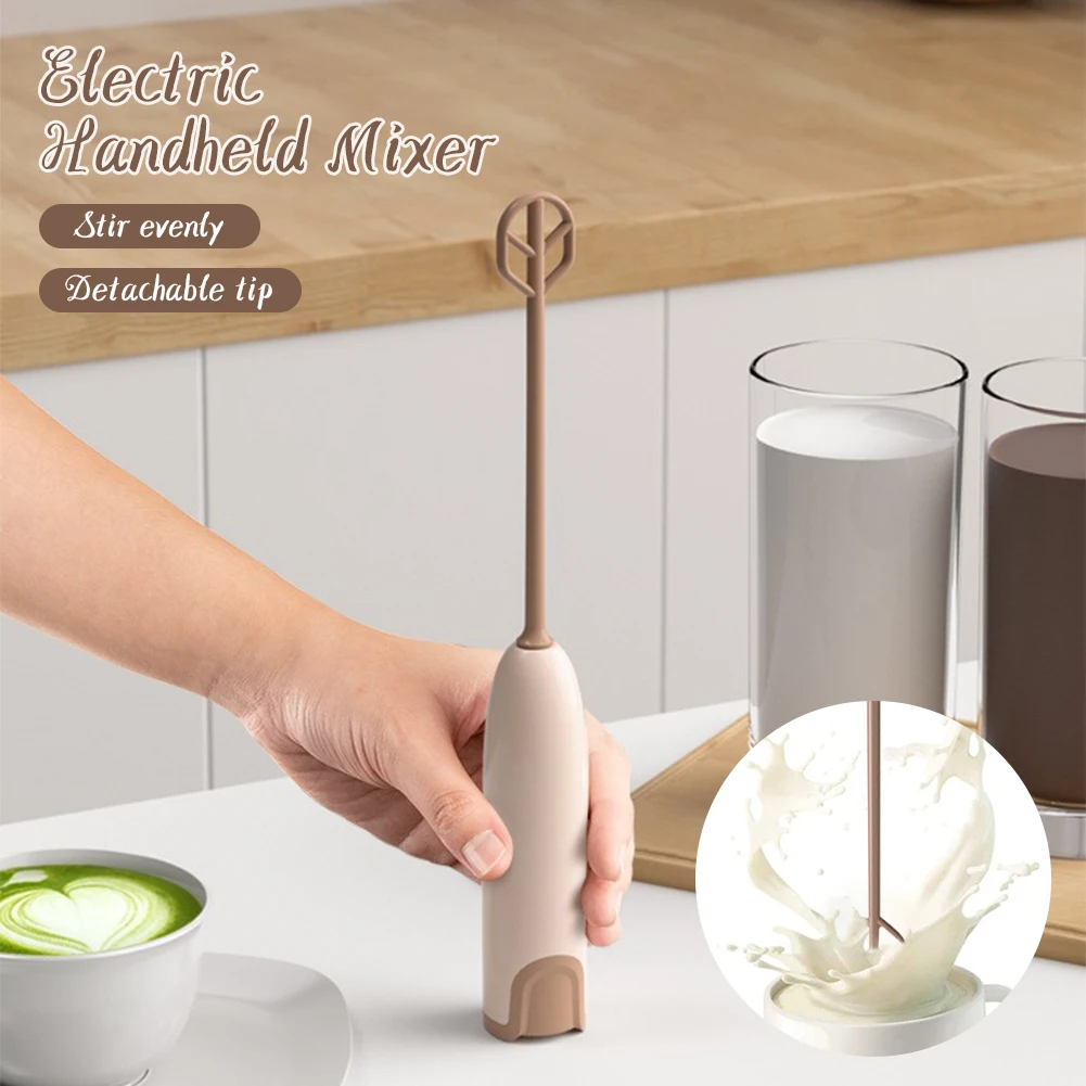Egg Beater Portable Handheld Blender Battery Operated Low Speed Drink Mixer Detachable Tip Egg Whisk Beater for Matcha Juice Egg Sauce