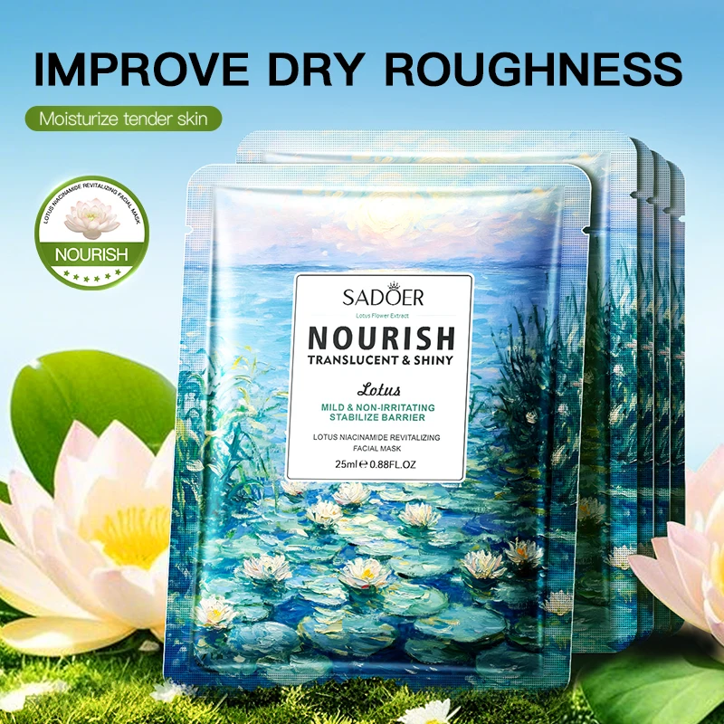 8pcs SADOER Flowers Facial Masks Moisturizing Hydrating Whitening Anti-Aging Face Mask Sheets Masks For Face Skin Care