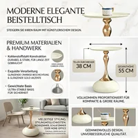 Tables Ye Moderne Martini - Petite table d'appoint ronde pour salon, table d'appoint de 38 cm avec base en métal, table circulaire blanche pour chambre à coucher et table de chevet, table à thé pour balcon, tables d'appoint d'angle pour lit 5