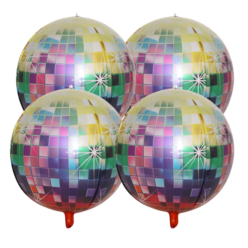 

4Pcs/Set 70s 80s Disco Laser Ball Birthday Party Balloons 22in 4D Large Foil Balloon Mirror Metallic Wedding Baby Shower Decor