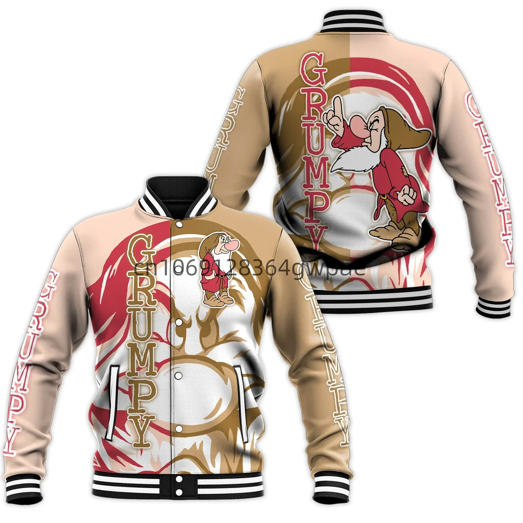 

Grumpy Dwarf Baseball Jacket Men's Women'S Disney Casual Sweatshirt Hip Hop Harajuku Jacket Streetwear Loose Varsity Coat Hoodie