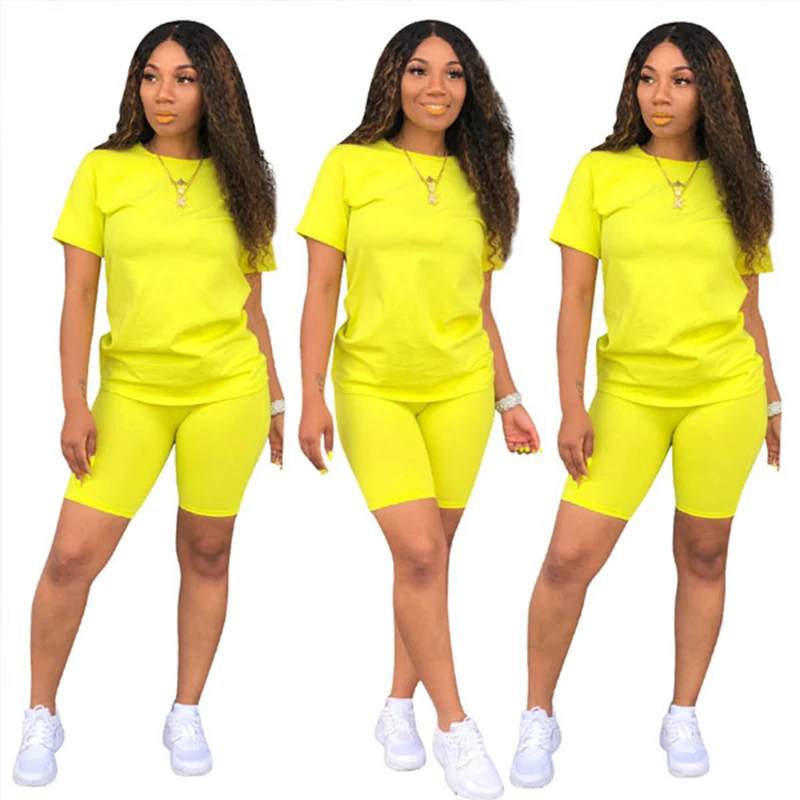 womens loungewear Casual Skinny Biker Home 2 Piece Sets Women's Suit for Fitness Tracksuits with Shorts and Top Blouse Outfits Sweatsuit Female 4X shorts co ord