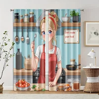 2pcs, Curtains Roller Blinds Don't make your food Durable Polyester (without rod) Thermal Insulation, and Room Darkening 2