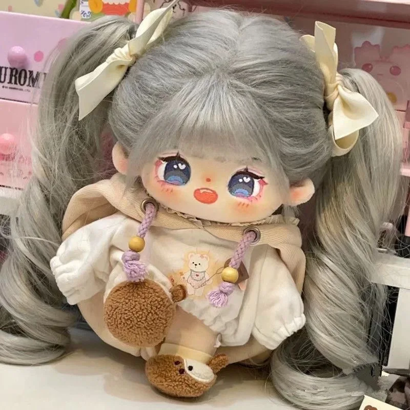 

ANS01 High Temperature Fiber Long Straight Hair Wig 25 Colors Cute Curly Ponytail Synthetic Mohair Wigs for 20cm Cotton Dolls