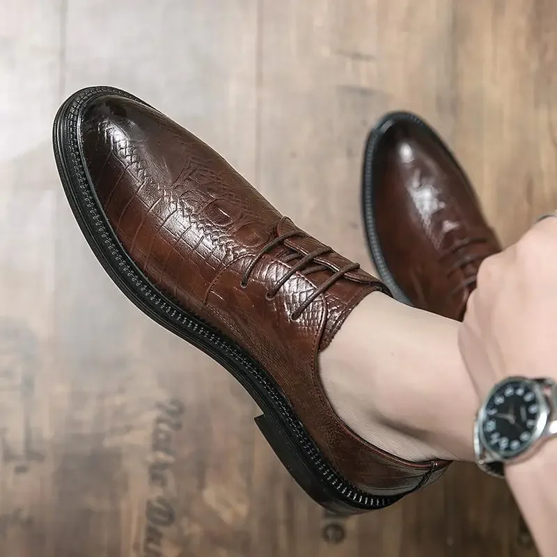 

Wedding Shoes New Men's Thick Bottom Derby Shoes Breathable All-Matching Genuine Leather Casual Fashion Shoes