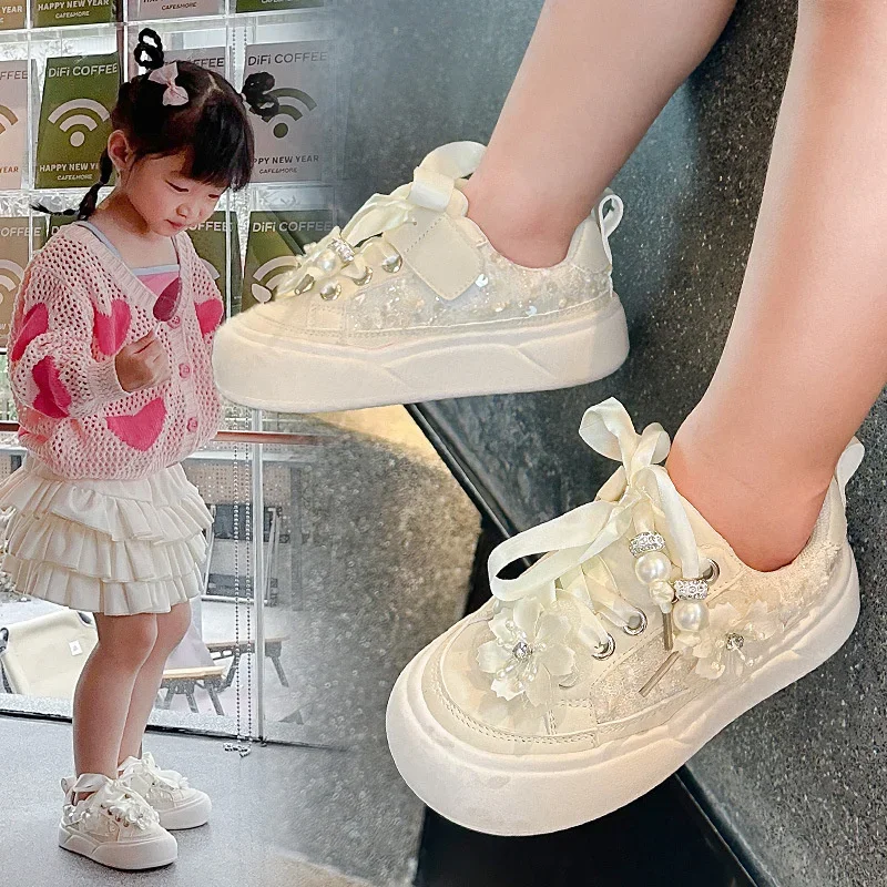 Size 26-36 New Autumn Cute Flower Aged 5-13 Children Shoes Soft Girls Non-slip Kids Princess Shoes Party Student Fashion Shoes 6