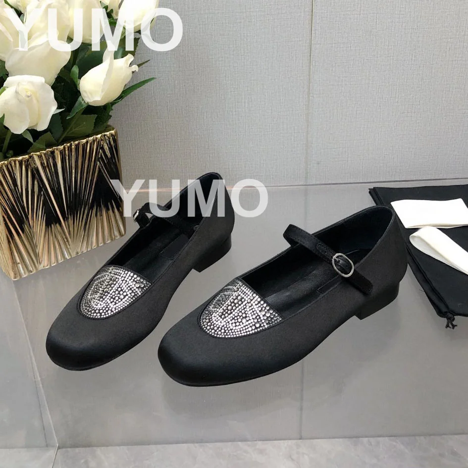 

Newest Women Mary Jeans Shoes Round Silk Satin Flats Single Shoes Spring Autumn Daily Basic Office Ladies Designer Luxury Shoes