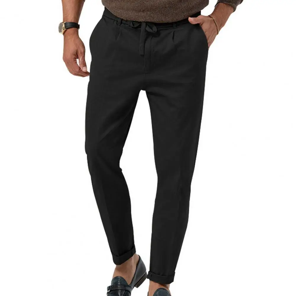 

Business Casual Pants Men's Adjustable Waist Solid Color with Pockets Comfortable And Stylish Trousers Streetwear Men Clothing