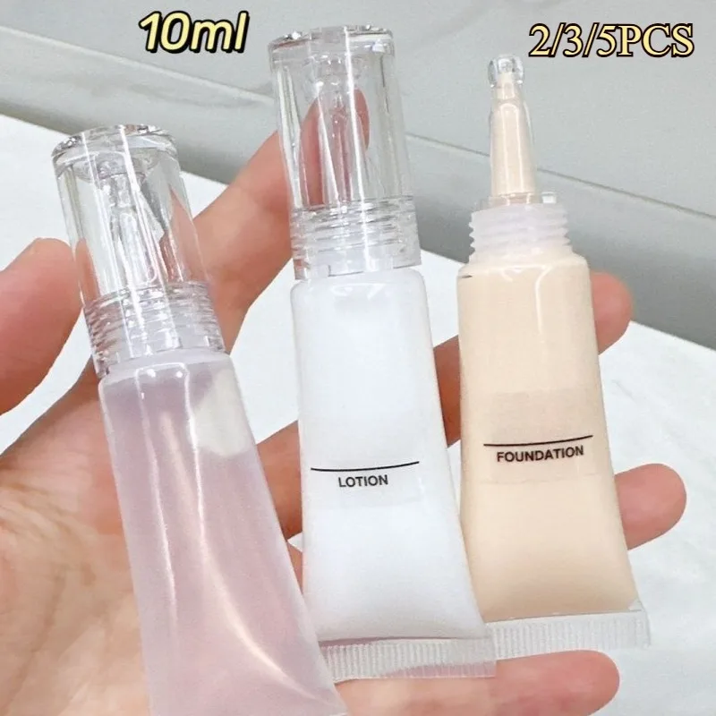 Cosmetic Soft Tubes Sunscreen Cream Lotion Liquid Foundation Refillable Bottles Travel Portioning Bottling Squeeze 5/3/1PCS 10ML