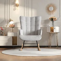 Rosahqnda Мягкое плюшевое кресло-качалка с подлокотниками и спинками Современная модная гостиная — изображение 5