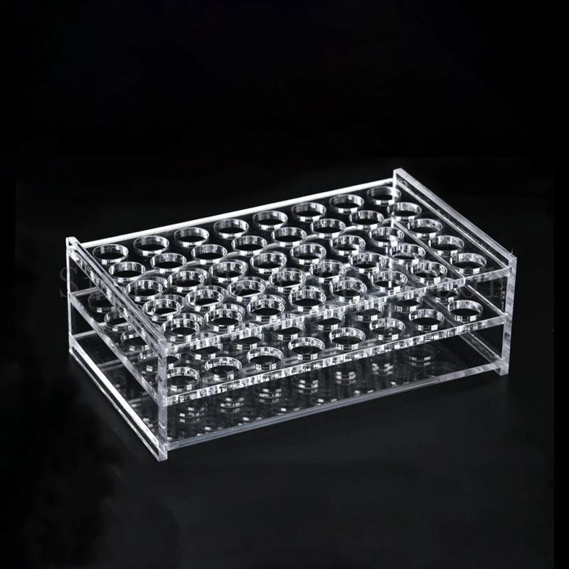 투명한 유기 유리 시험관 랙 구멍 크기, 학교 실험실용 PMMA 시험관 거치대, 13mm, 16mm, 19mm, 21mm, 26mm, 31mm