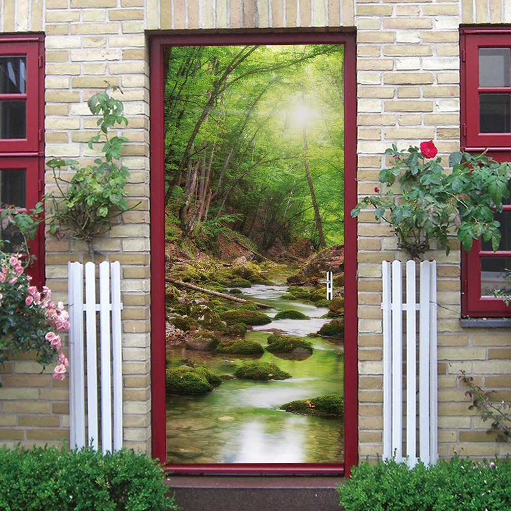 Autocollant Porte 3D Effet Ascenseur – Sticker Auto-adhésif Soie 63x205 Cm, Déco Murale Salon, Chambre, Bureau