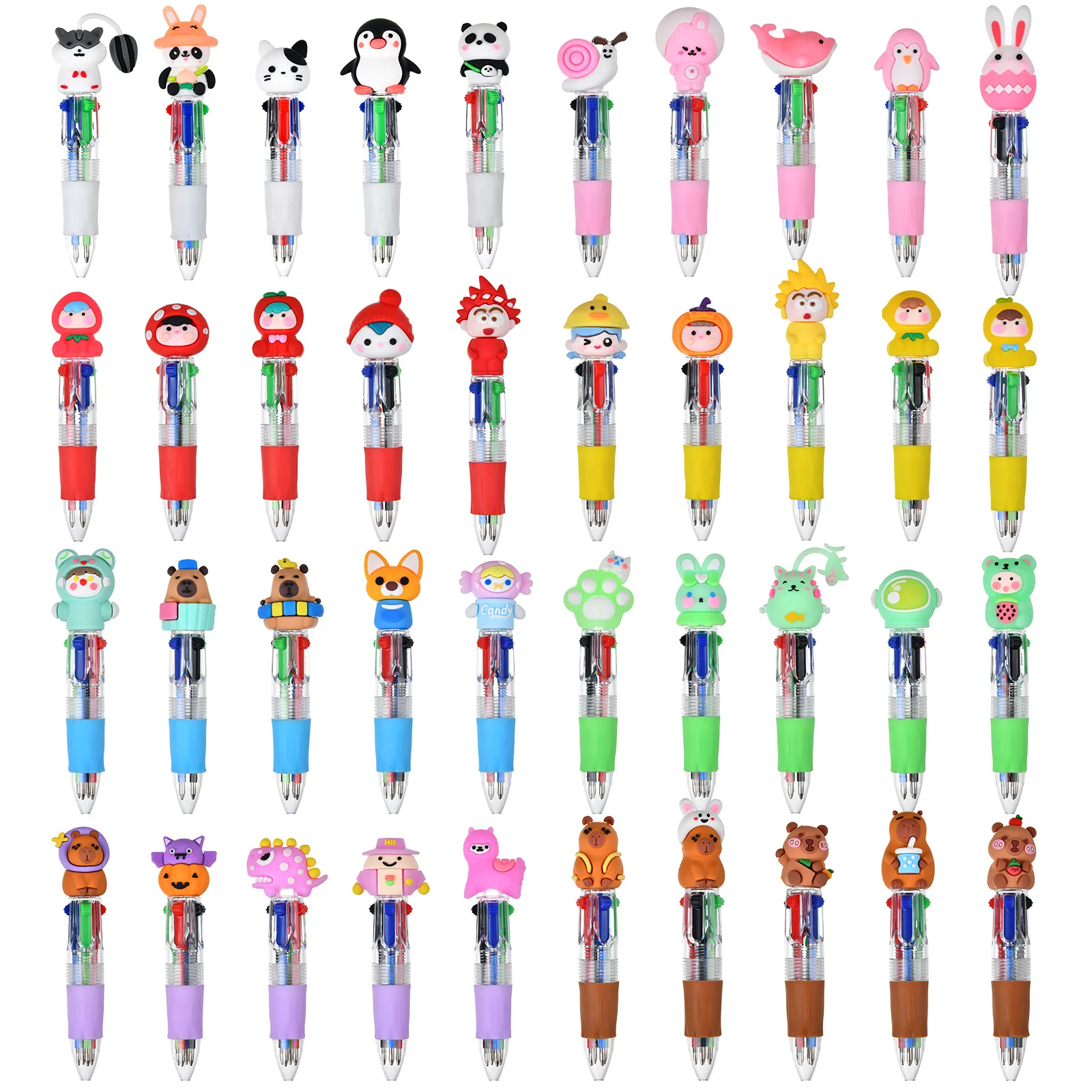 5-50 Teile/los Nette Cartoon Mini 4 Farbe Kugelschreiber Silikon Tragbare Vier-farbe Kurzen Stift Student Multi-farbe Schreiben Schreibwaren – Detail 10