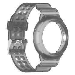 Transparent TPU Case and Strap for Pixel Watch - Soft Sport Smartwatch Band Accessory (Transparent black)