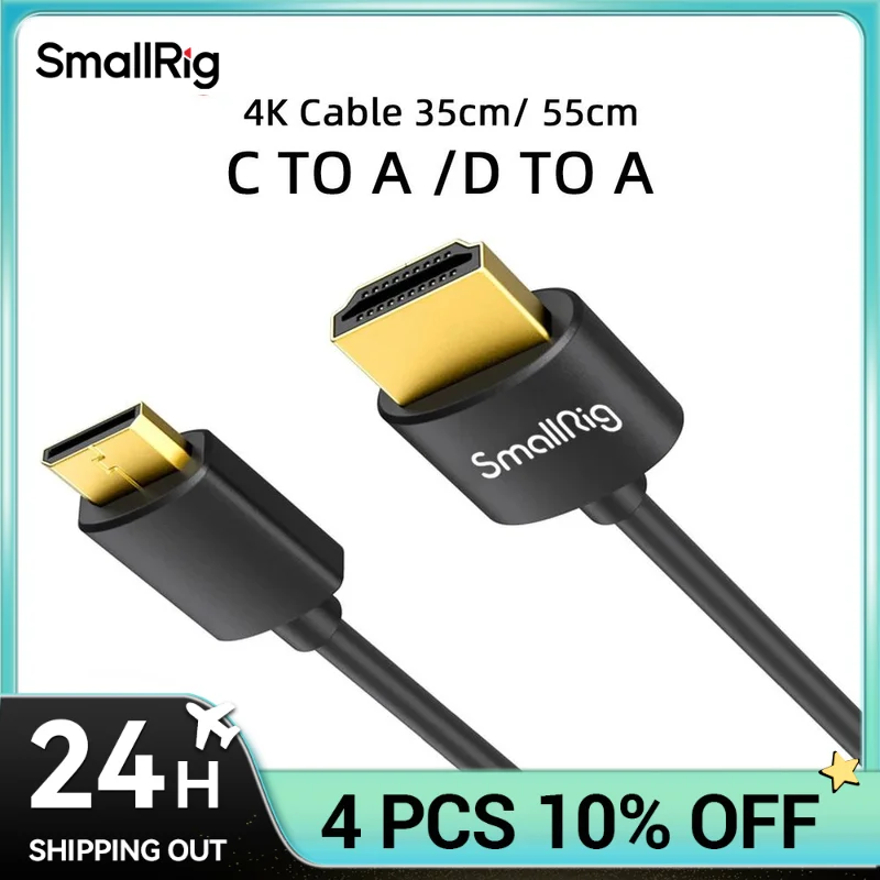 SmallRig 울트라 슬림 고속 4K 미니 HDMI to HDMI 케이블, C to A /D to A/35cm, 55cm, 소니, 니콘, 캐논용