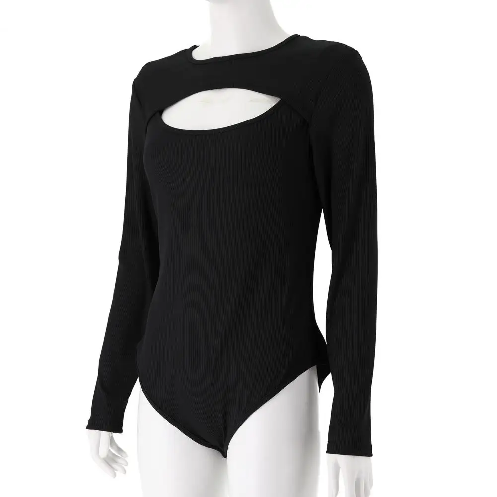 

Lightweight Bodysuit Stylish Women's Slim Fit Bodysuit Sexy Hollow Design Breathable Stretchable Long Sleeves for Autumn Fashion