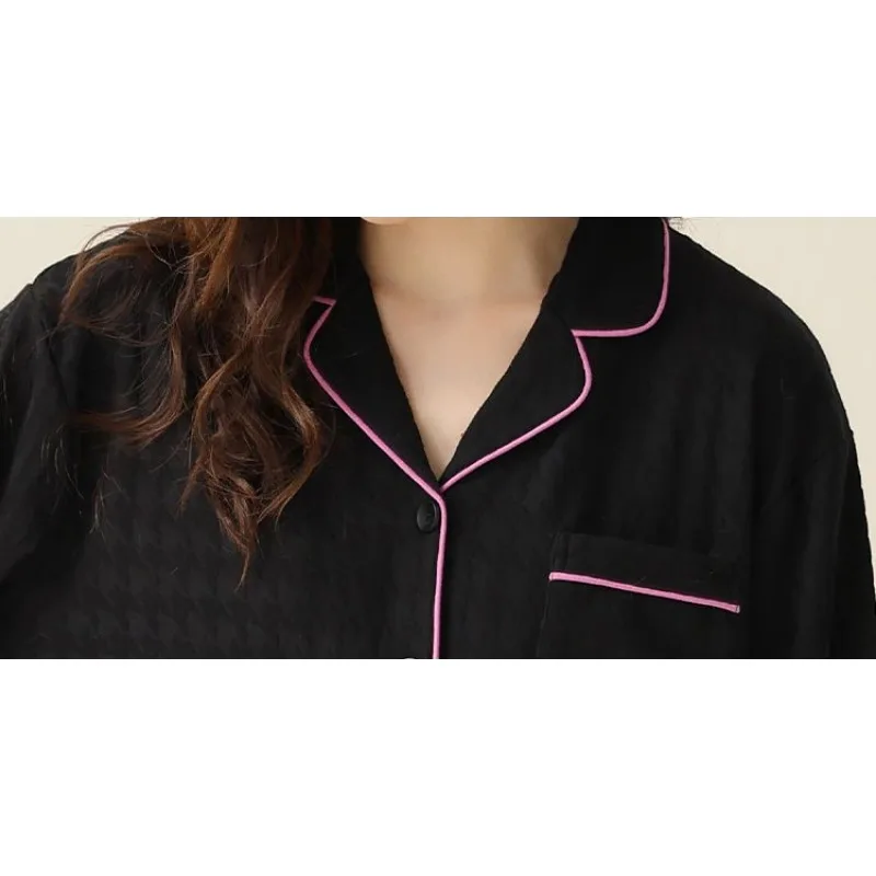2024 New Pajamas Women's Spring Autumn Loose Sleepwear Cotton Long Sleeve Plus Size Homewear Thin Cotton V-neck Loungewear Set