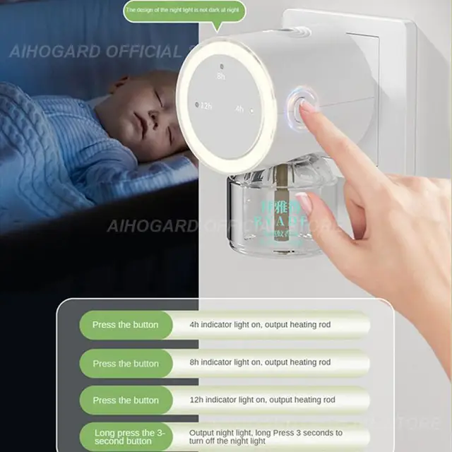 Csecsemő Elektromos Szúnyogtaszító Füstölő Folyékony Hang Vezérelt Fűtés 45 Ml Szagtalan 5W - Image 3