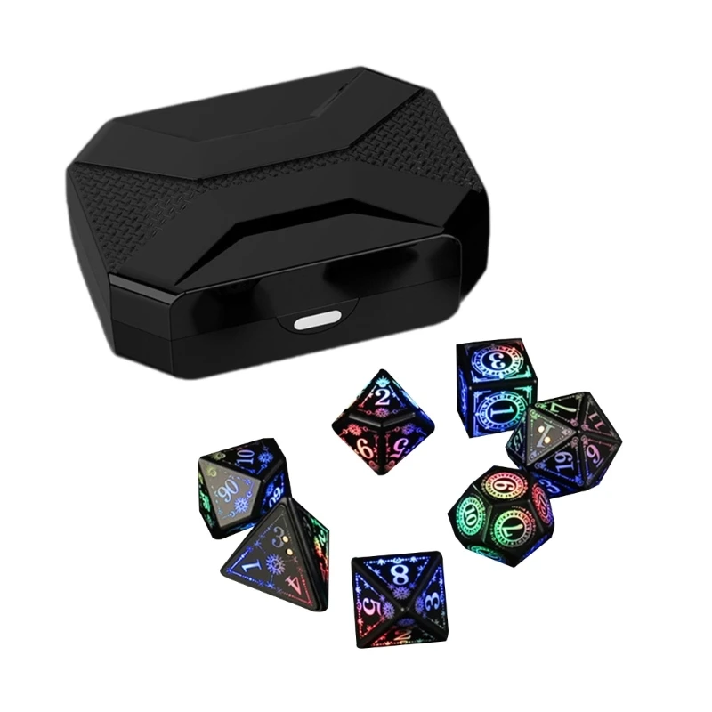 

7 Pcs Rechargable Glowing LED Dices Role Playing Game Polyhedral Dices LED Electronic Dices for Tabletop Game Drop Shipping