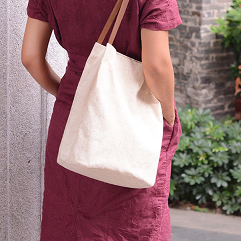 Bolsos para mujer, bandolera de tela de lino y algodón, de gran capacidad, | - AliExpress