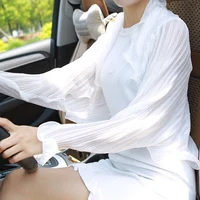 Embossed Ruffled Sunscreen Shawl Solid Color Chiffon Silk Scarf Women'S Outdoor Abandoned Car Sunscreen Sleeve 5