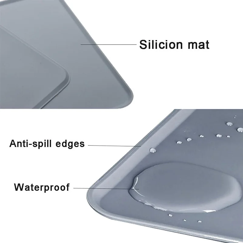Dog Mat Waterproof Pet Mat Solid Color Silicone Pet Food Pad Bowl Drinking Feeding Placemat Easy Washing